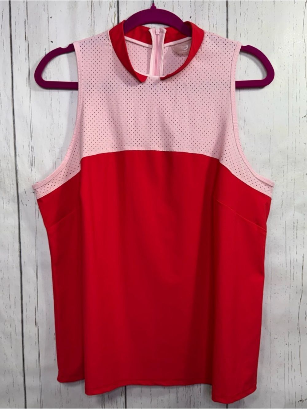 Foray Golf Sleeveless Polo Top Colorblock Pink Red Athletic XL Preppy Sporty